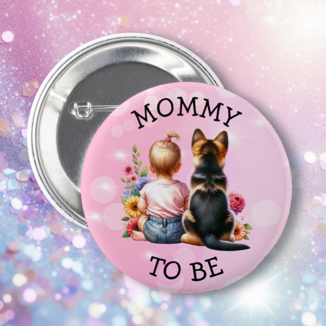 Badge Rond 5 Cm Bébé et chiot maman pour être Baby shower (Créateur téléchargé)