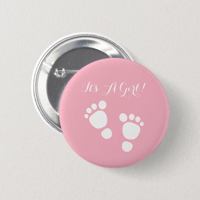 Badge Rond 5 Cm Bébé fille pieds blancs illustration c'est une fil (Devant & derrière)