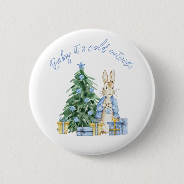 Badge Rond 5 Cm Bébé il fait froid devant Peter Rabbit (Devant)