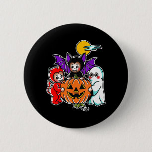 Badge Rond 5 Cm Bébé Kewpie Fantôme Vampire Diable Nuit d'Hallowee