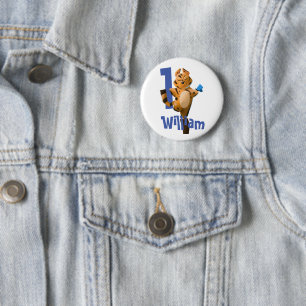 Badge Rond 5 Cm Bébé Tigre Plaid Premier Anniversaire
