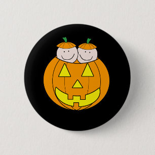 Badge Rond 5 Cm Bébés jumeaux de citrouille graphiques