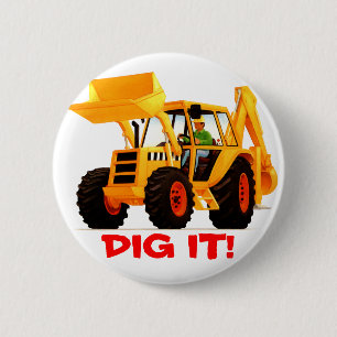 Badge Rond 5 Cm Bêcheur jaune