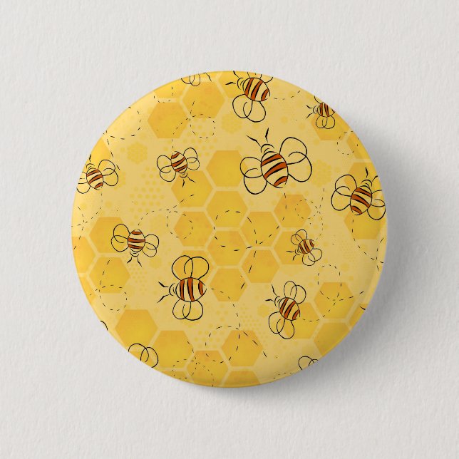 Badge Rond 5 Cm Bee Buzzing Honey Bees mignonne (Devant)
