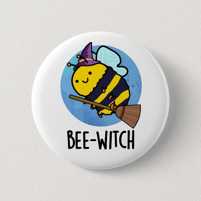 Badge Rond 5 Cm Bee-sorcière Funny Bee Pun (Devant)
