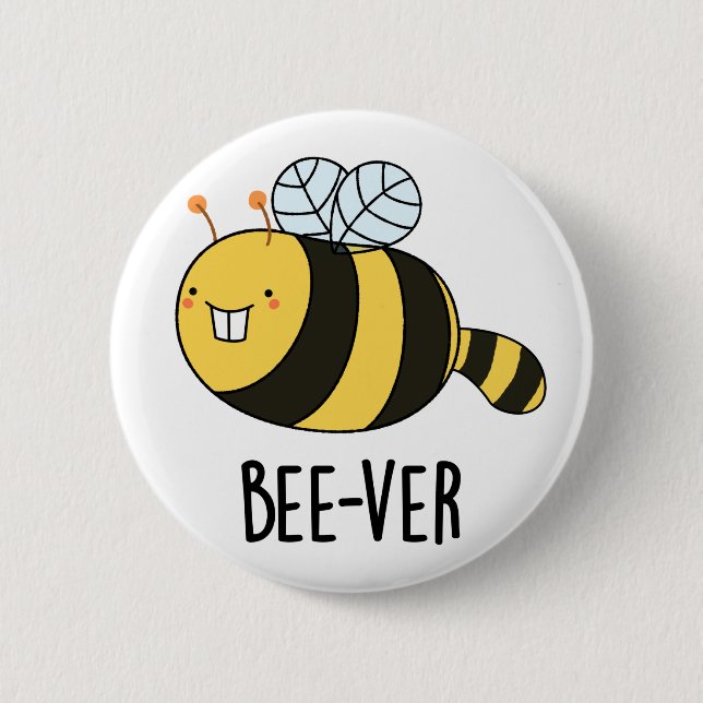 Badge Rond 5 Cm Bee ver Funny Animal Beaver Bee Pun (Devant)