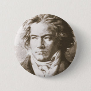 Badge Rond 5 Cm Beethoven À Sepia