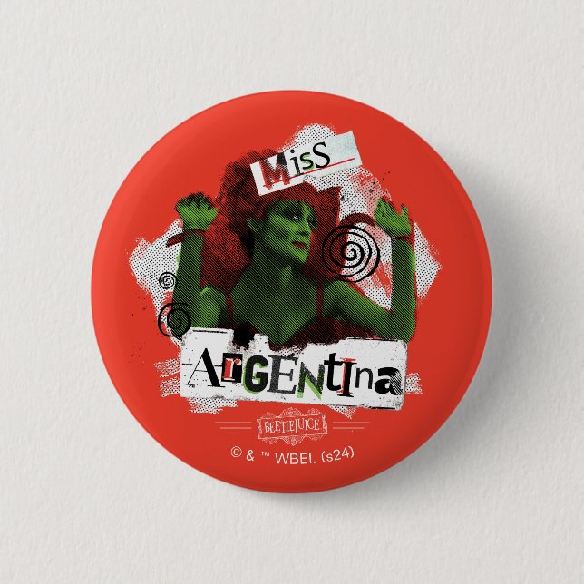 Badge Rond 5 Cm Beetlejus | Miss Argentine (Devant)