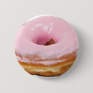 Badge Rond 5 Cm Beignet givré par rose de nourriture de dessert de