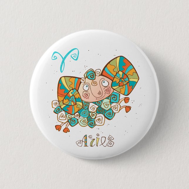 Badge Rond 5 Cm Bélier Cartoon (Devant)