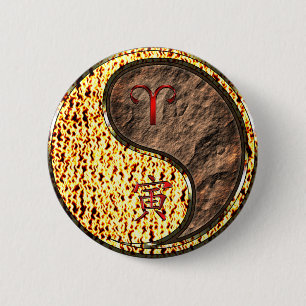 Badge Rond 5 Cm Bélier & Tigre de Terre