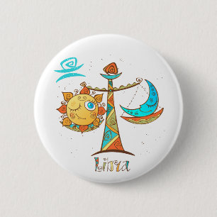Badge Rond 5 Cm Belle balance Sun et Moon