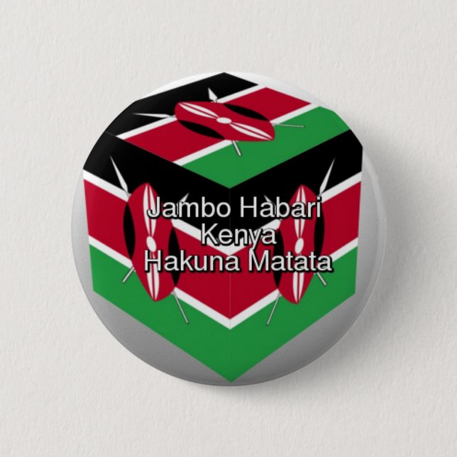 Badge Rond 5 Cm Belle Belle Cube Kenyane Drapeau avec salutation (Devant)