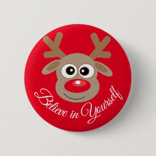 Badge Rond 5 Cm Belle Caricature Reindeer de Noël Inspiration