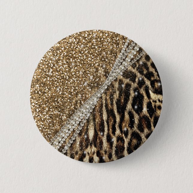 Badge Rond 5 Cm Belle Chic fille Empreinte de léopard Parties scin (Devant)