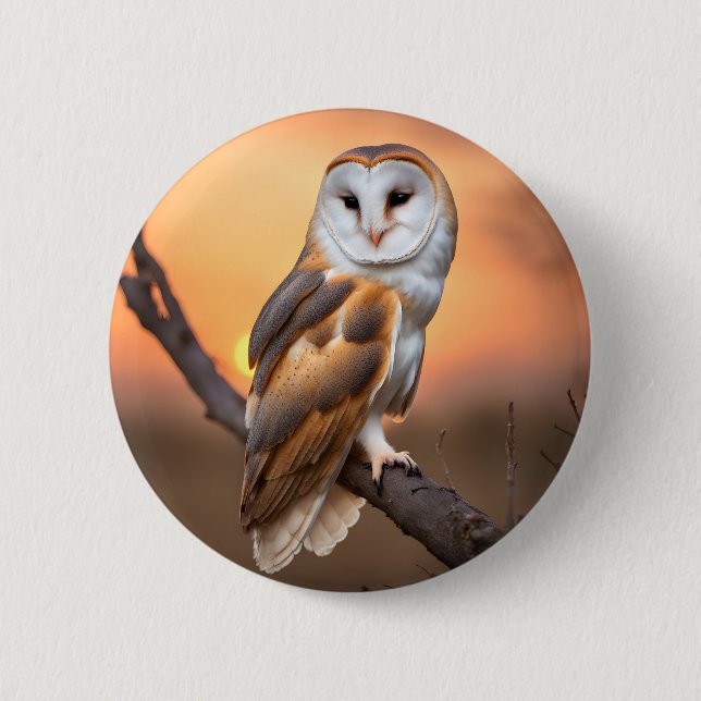 Badge Rond 5 Cm Belle Chouette à la grange (Devant)