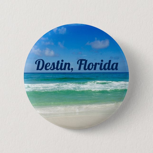 Badge Rond 5 Cm Belle Destin Beach Balnéaire Voyage Photographie (Devant)