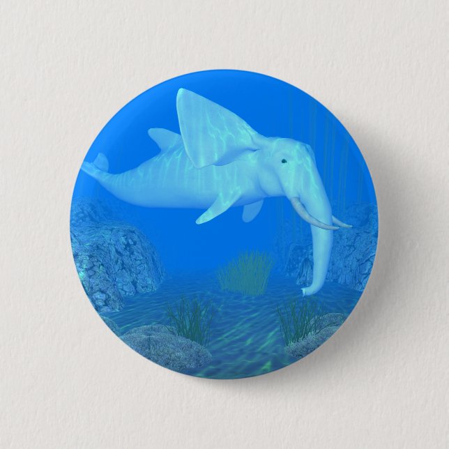 Badge Rond 5 Cm Belle éléphant de baleine hybride (Devant)
