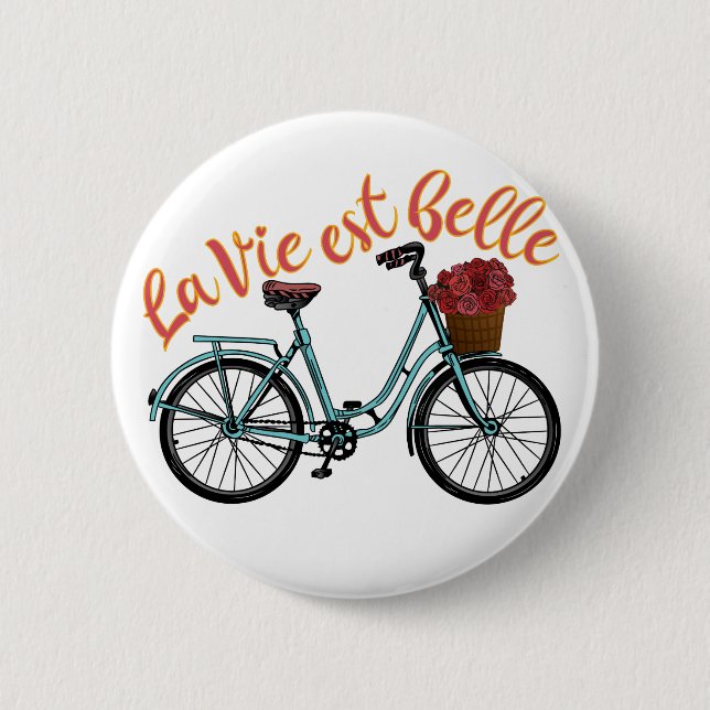 Badge Rond 5 Cm Belle French Bicycle (Devant)