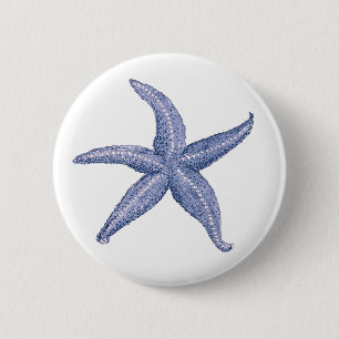 Badge Rond 5 Cm Belle illustration d'étoile de mer bleue