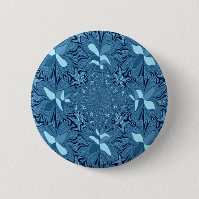 Badge Rond 5 Cm Belle Iridescente Extraordinaire Bleu Kaleidoscope (Devant)