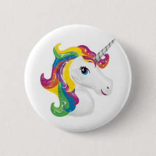 Badge Rond 5 Cm Belle licorne avec Rainbow Colors presque Lisa