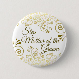 Badge Rond 5 Cm Belle-mère de mariage de l'or de marié en