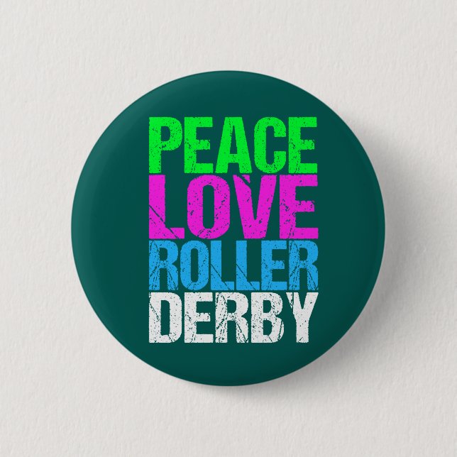 Badge Rond 5 Cm Belle Paix Love Roller Derby (Devant)