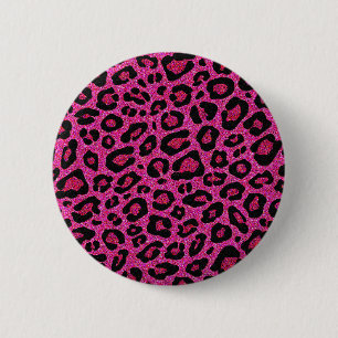 Badge Rond 5 Cm Belle parties scintillant léopard rose chaud bril
