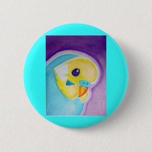 Badge Rond 5 Cm Belle perruche bleue