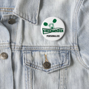 Badge Rond 5 Cm Belle Pom-pom girl   Nom do-it-yourself   Vert fon