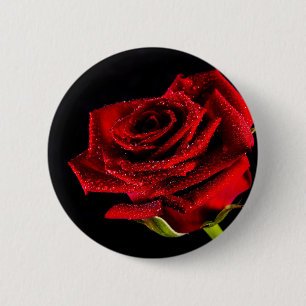 Badge Rond 5 Cm Belle rose rouge