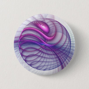 Badge Rond 5 Cm Belle Swing Moderne Art Fractal Abstrait Rose