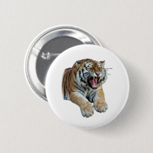 Badge Rond 5 Cm Belle Tigre Bengale Visage & Teeth Photo