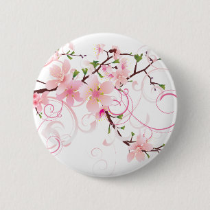 Badge Rond 5 Cm Belles fleurs de cerisiers