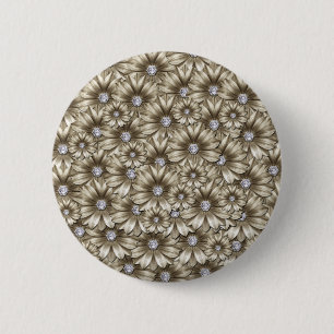 Badge Rond 5 Cm Belles Fleurs de Diamant