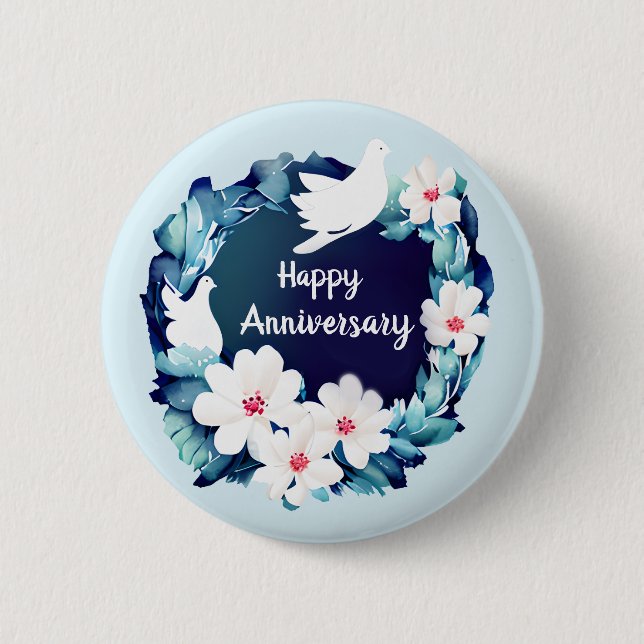 Badge Rond 5 Cm Belles tourterelles blanches (Devant)