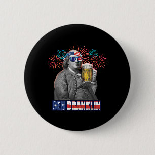 Badge Rond 5 Cm Ben Franklin fête l'indépendance. Ben Dra