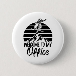 Badge Rond 5 Cm Berge Snowboardeur   Cadeaux de snowboard