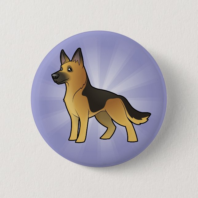Badge Rond 5 Cm Berger allemand de bande dessinée (Devant)
