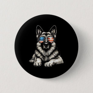 Badge Rond 5 Cm Berger Allemand Drapeau Américain Sungles Patrioti