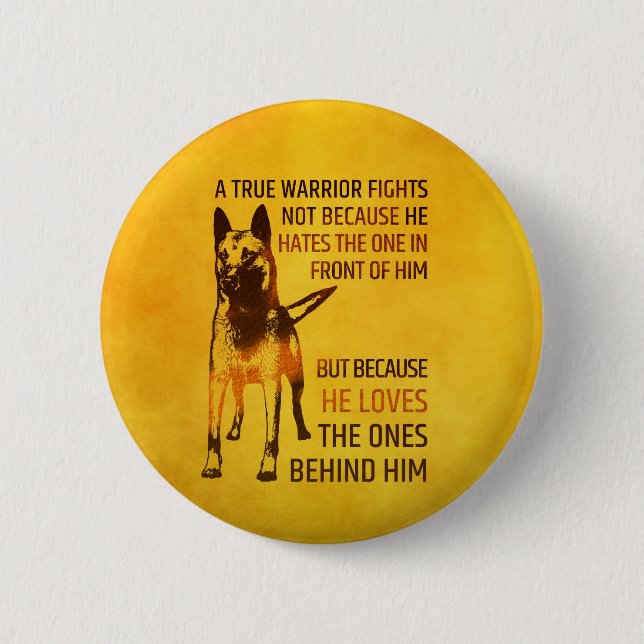 Badge Rond 5 Cm Berger belge - Malinois - guerrier vrai (Devant)