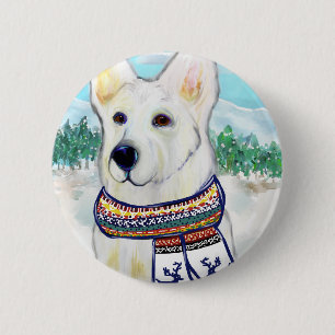 Badge Rond 5 Cm Berger Blanc Suisse