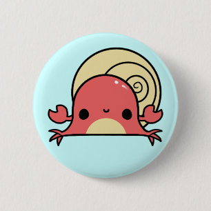 Badge Rond 5 Cm Bernard l'ermite de Kawaii (vous changez l'arrièr