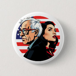 Badge Rond 5 Cm Bernie Sanders & AOC Lutter contre l'oligarchie To