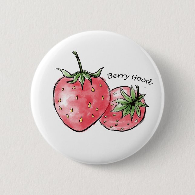 Badge Rond 5 Cm Berry Good Fun - Fraise Delft (Devant)