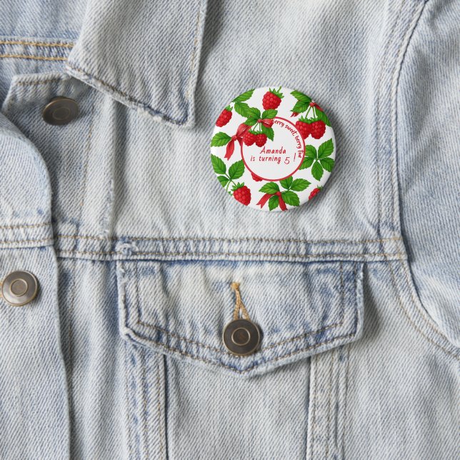 Badge Rond 5 Cm Berry Sweet Raspberry Anniversaire de enfant Party (En situation)