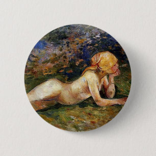 Badge Rond 5 Cm Berthe Morisot - La bergère allongée