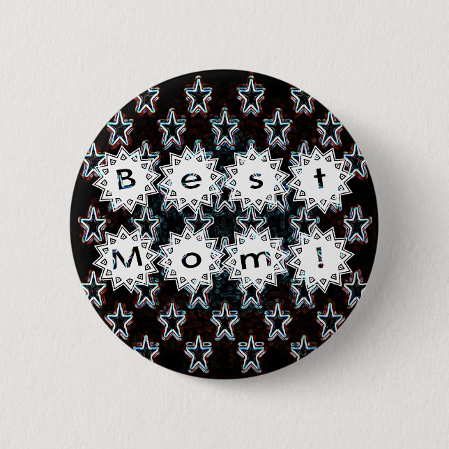 Badge Rond 5 Cm Best Mom Stars in Neon Button (Devant)