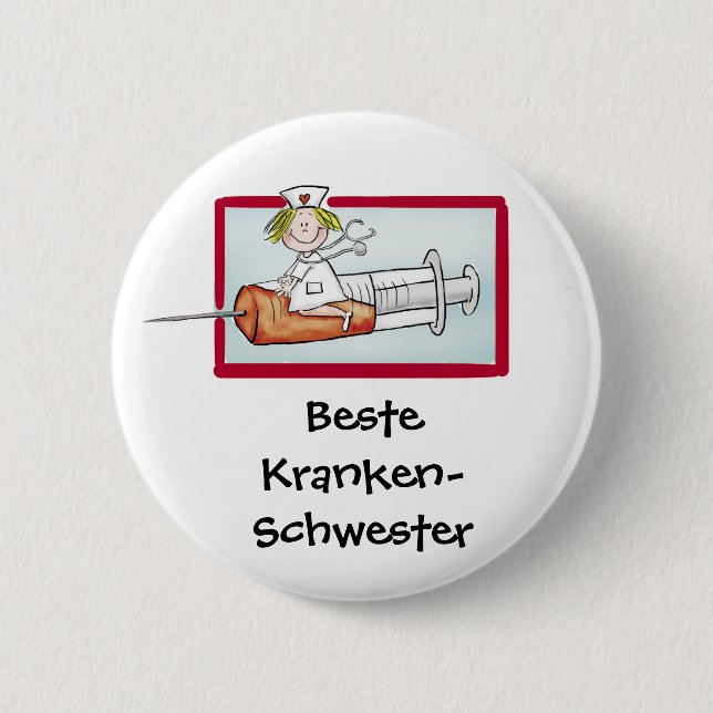 Badge Rond 5 Cm Beste Krankenschwester - Infirmière humoristique (Devant)